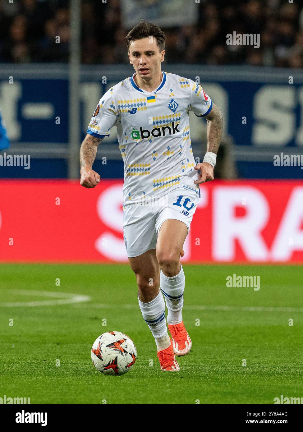 Mykola Shaparenko (Dynamo Kiew #10), GER, TSG 1899 Hoffenheim vs. Dynamo Kiew, Fussball, UEFA Europa League, Spieltag 2, Saison 2024 / 2025, 03.10.2024 Foto: EIBNER/Florian Schust Stockfoto