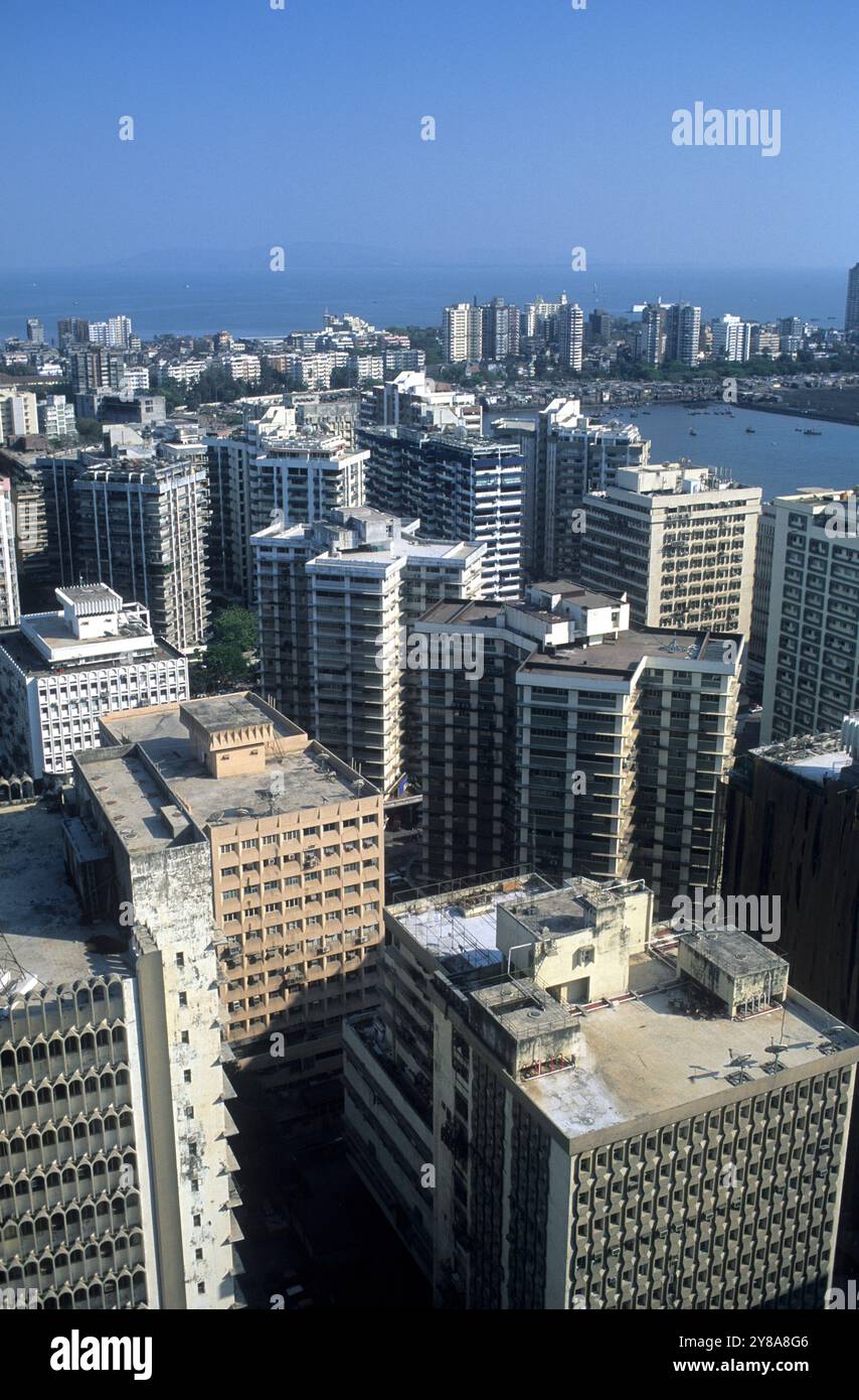 Büroblöcke am Nariman Point, in dem einige der weltweit teuersten Büroflächen untergebracht sind, Mumbai, Indien. Stockfoto