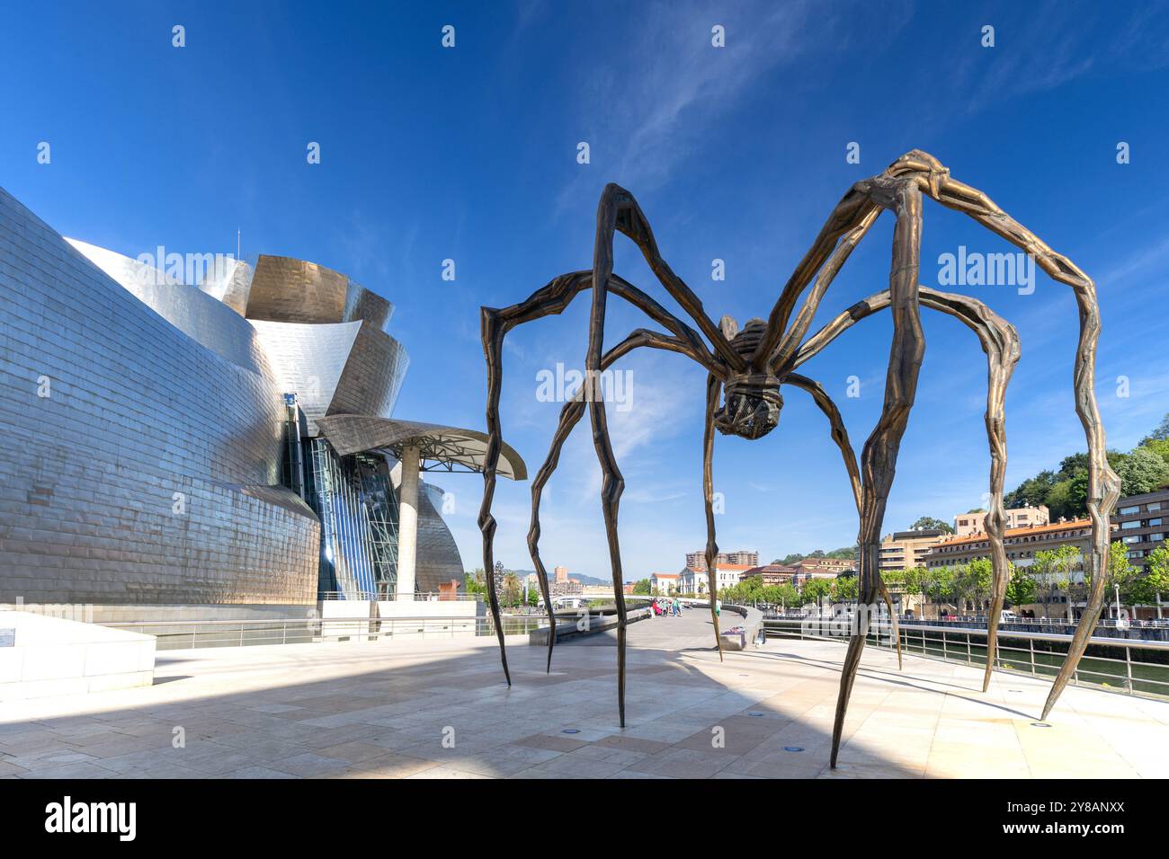 Guggenheim Museum Bilbao, Spinnenskulptur auf der Nordseite, Spanien, Bilbao Stockfoto