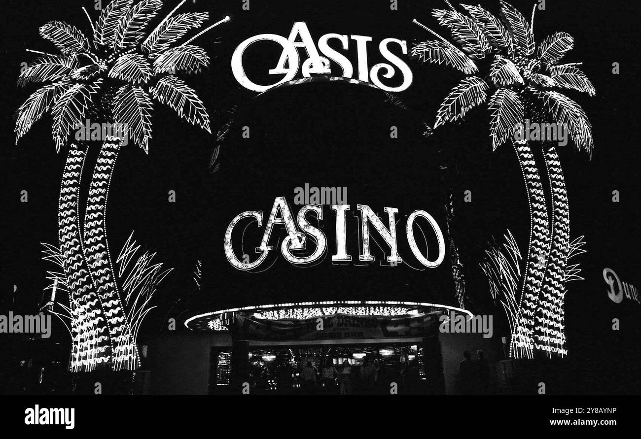 Das Oasis Casino-Logo in Las Vegas, NV, USA, ca. 1992 Stockfoto