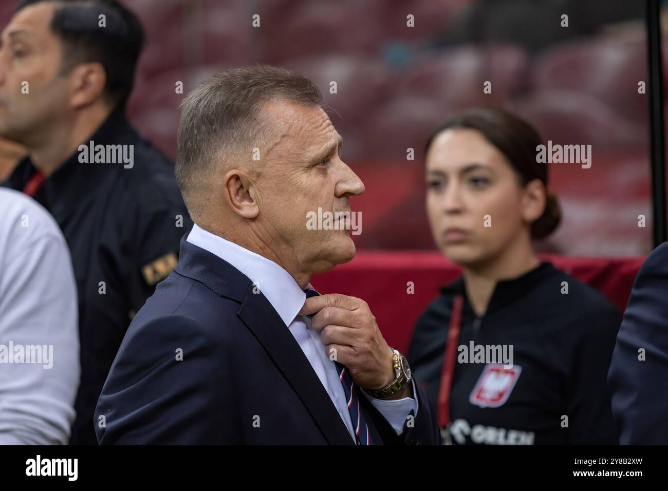 Warszawa Polen 10. Juni 2024 Fußball-Freundschaftsspiel Polen gegen Turkiye, OP: Prezes PZPN Cezary Kulesza (srodek), Credit: Piotr Front Stockfoto