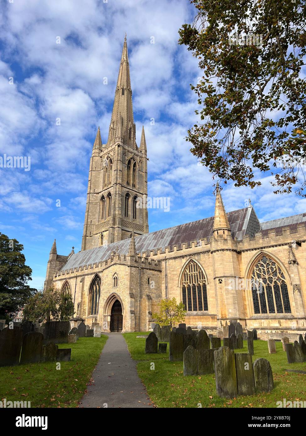 St. Wulframs Pfarrkirche, Grantham, Lincolnshire, England - Smartphone-aufgenommenes Stockfoto