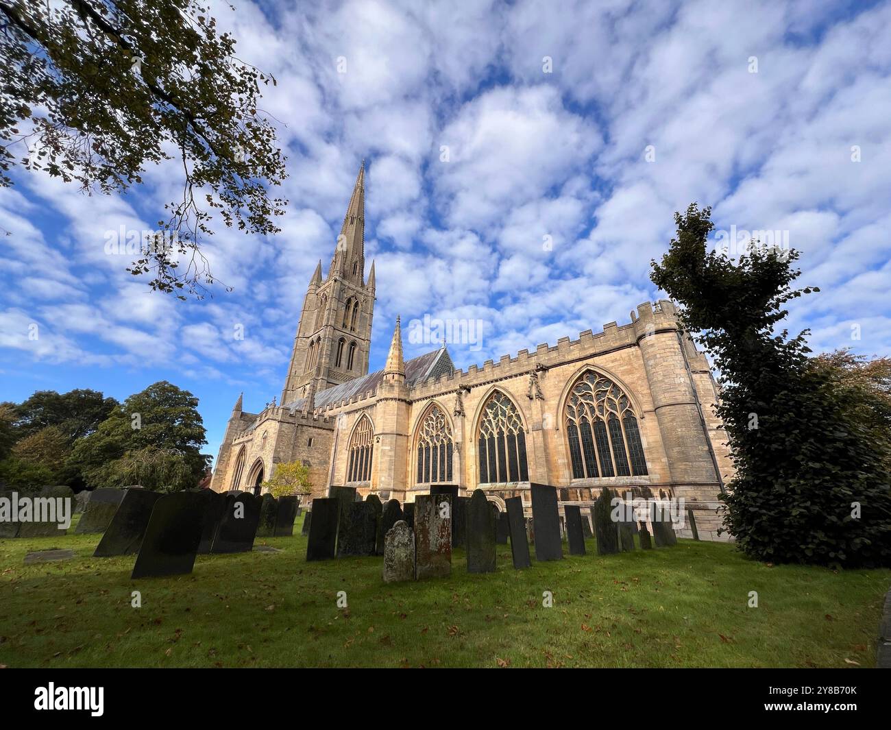 St. Wulframs Pfarrkirche, Grantham, Lincolnshire, England - Smartphone-aufgenommenes Stockfoto