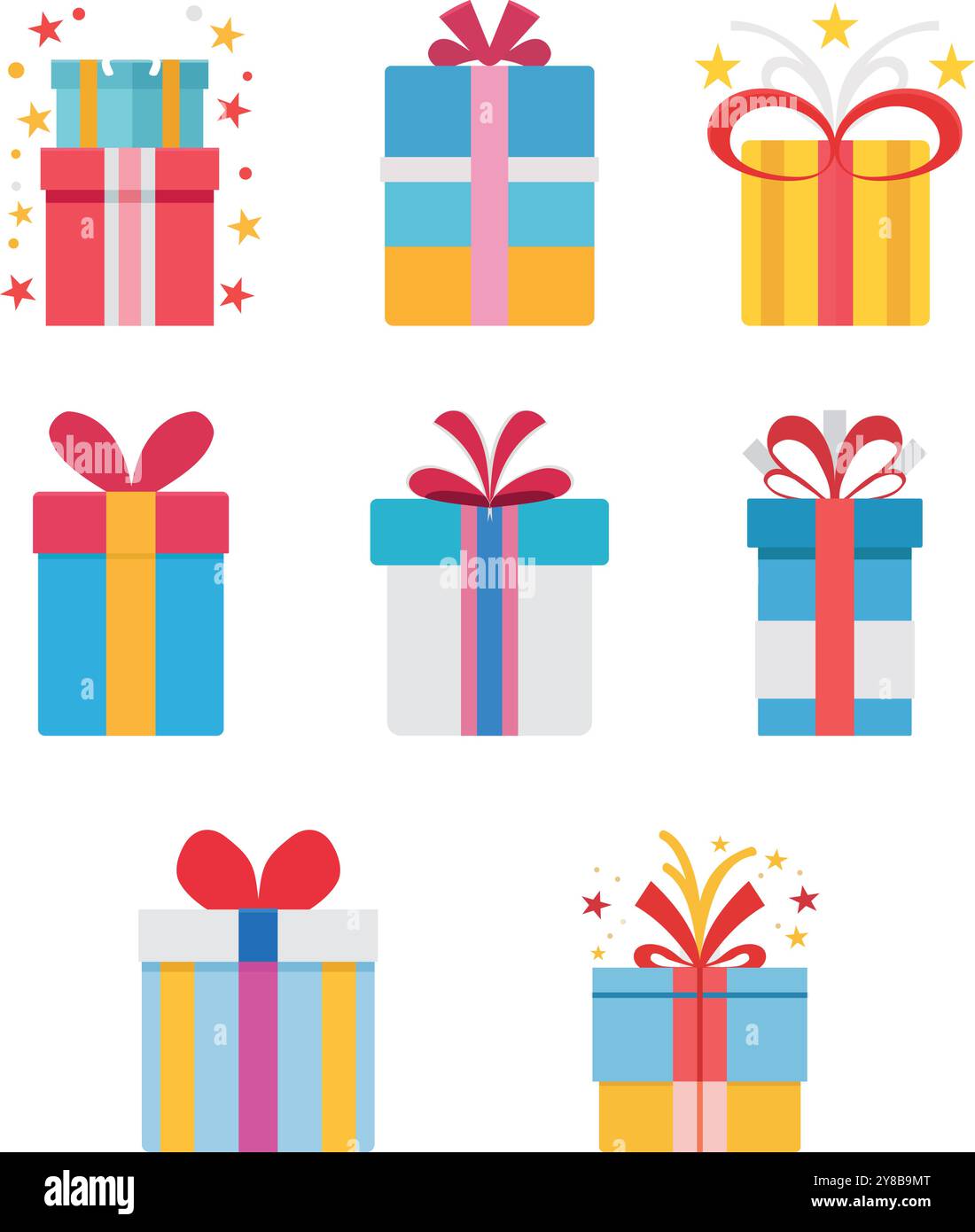 Set aus farbenfrohen Boxen Stock Vektor