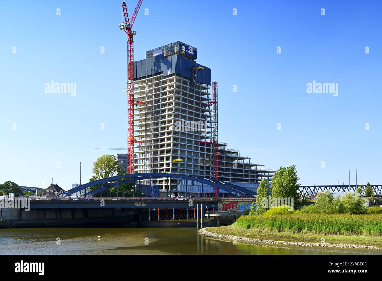 Elbtower Bauprojekt, Baustelle in der Hafencity in Hamburg, Deutschland, Bauprojekt Elbtower, Baustelle in der Hafencity in Hamburg, Deu Stockfoto