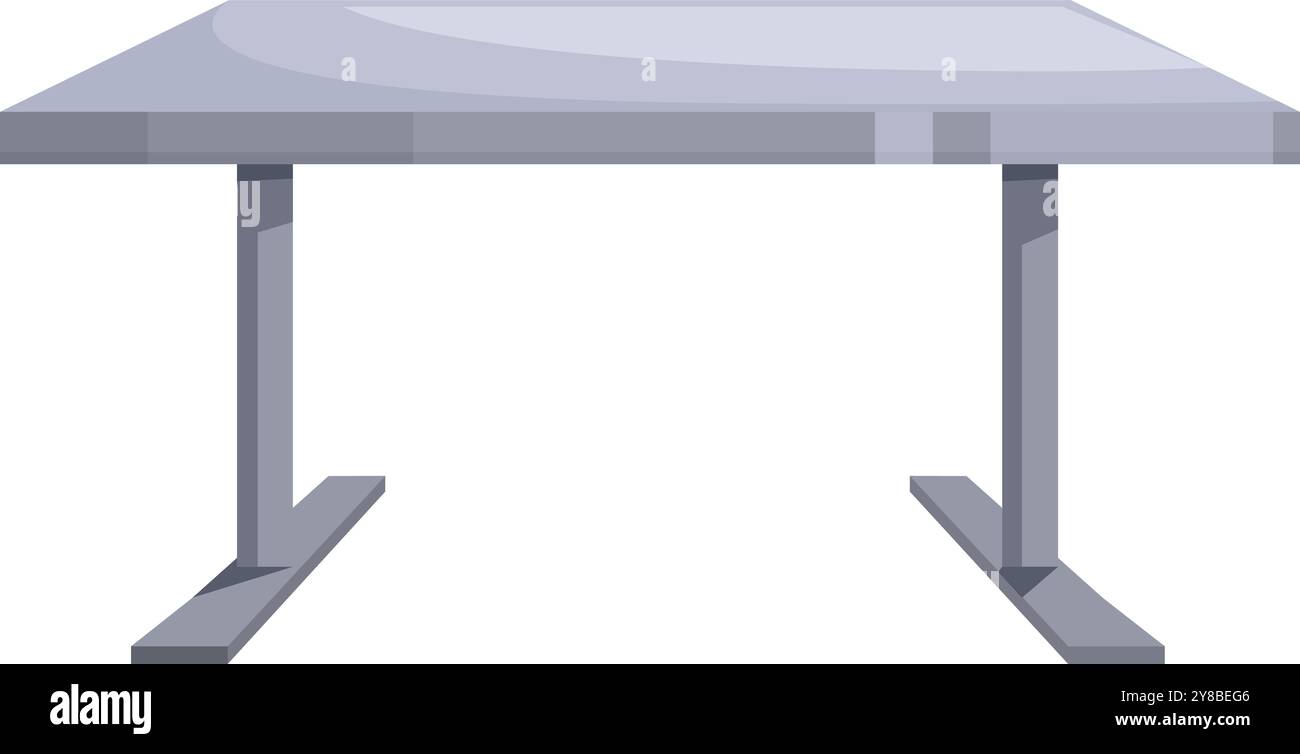 Moderner Schreibtisch aus Metall auf weißem Hintergrund, perfekt für das schlanke Design und die Funktionalität Stock Vektor