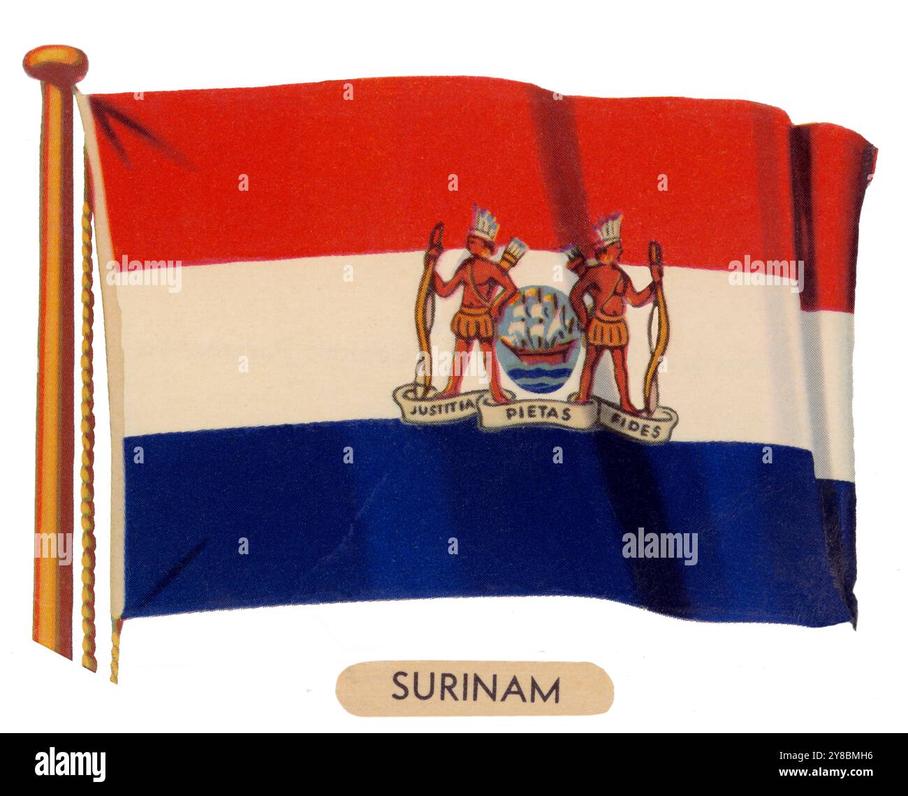 Países Bajos. Bandera de Surinam, antigua Guayana neerlandesa hasta 1975. Años 1950. Stockfoto