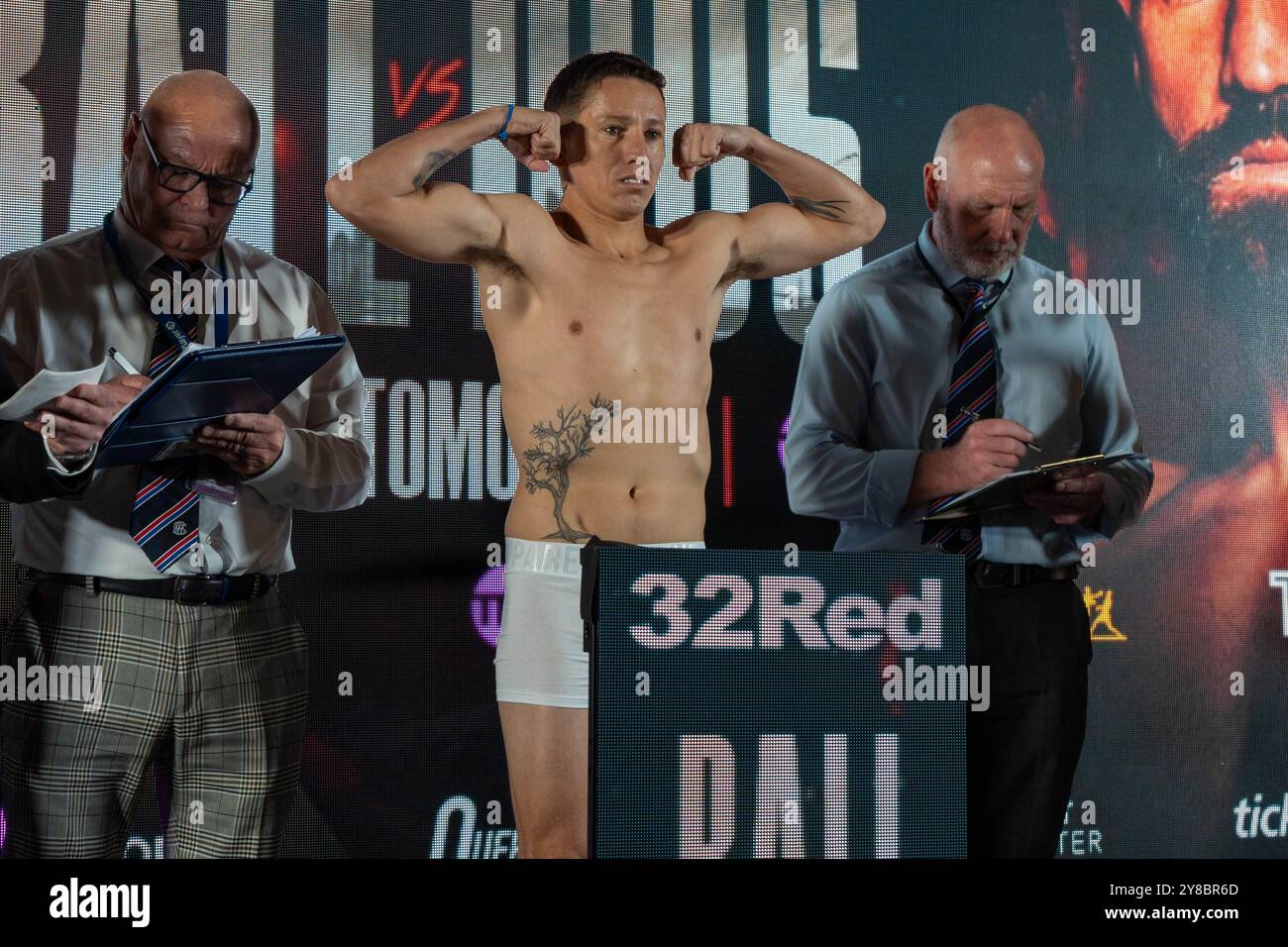 Nick Ball vs. Ronnie Rios Weigh Inns - WBA Featherweight Championship of the World - M&S Bank Arena Liverpool - Freitag, 6. September 2024 Stockfoto