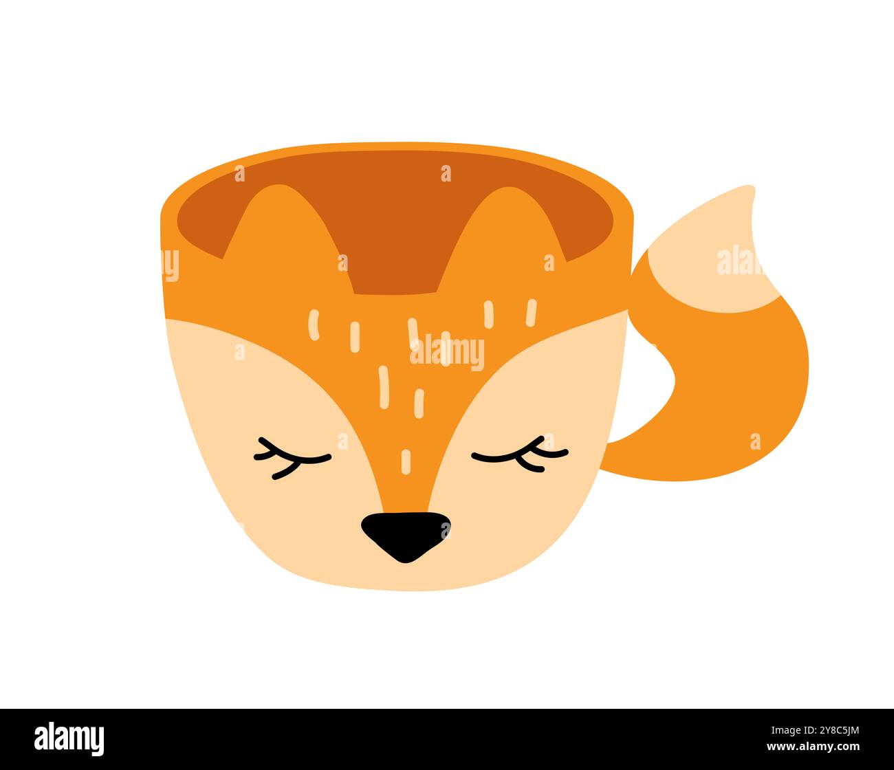 Vektor Weihnachten handgemachte Tasse mit Foto Fuchs. Design für Winterfeiertagskarte, Kinderbuch, Web-Illustration Stock Vektor