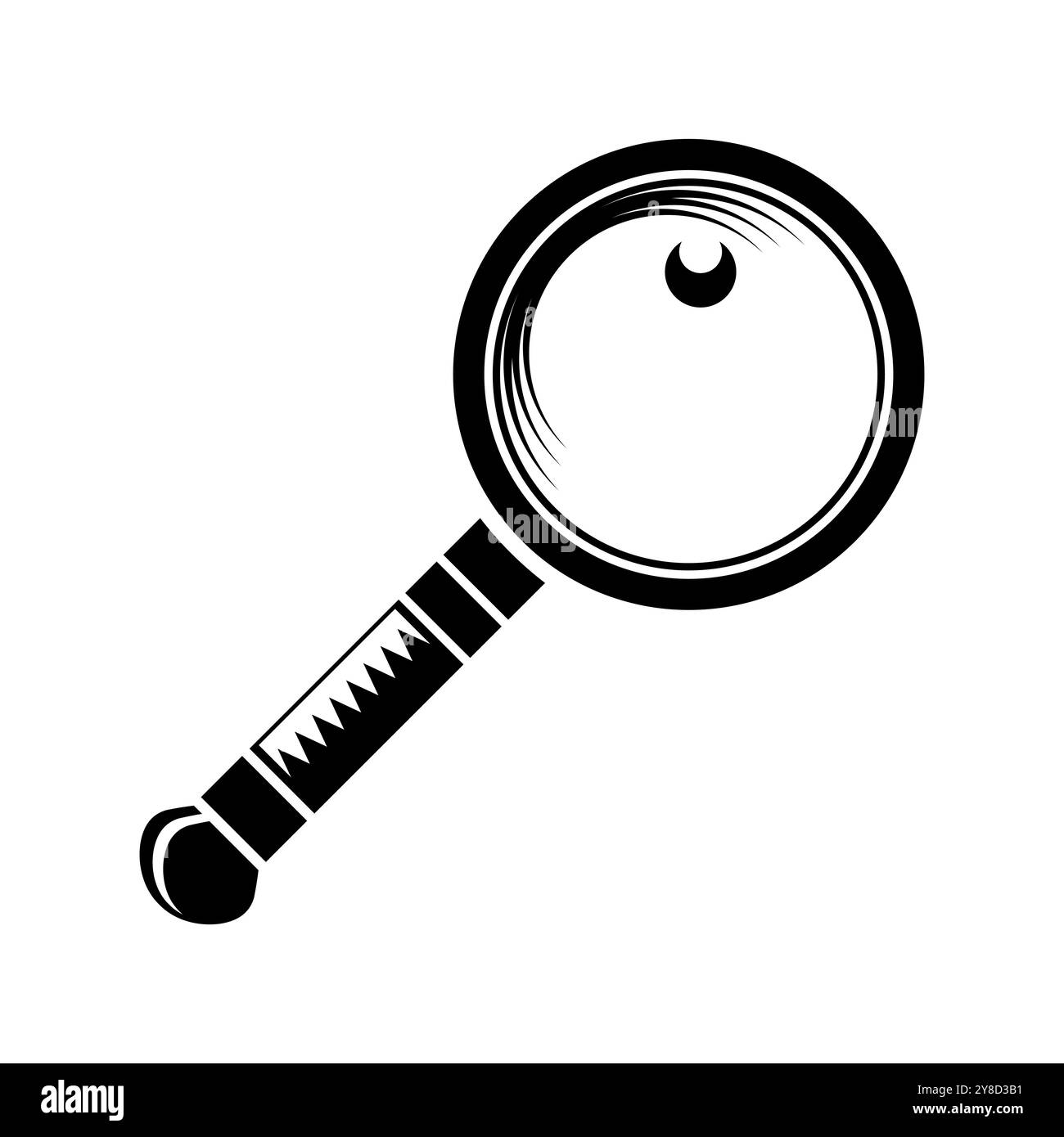 Vektorvergrößerungsglas, Suchsymbol auf isoliertem Hintergrund. Lupe, großes Werkzeug-Instrument. Lupensuche. Symbol Geschäftsanalyse. Stock Vektor