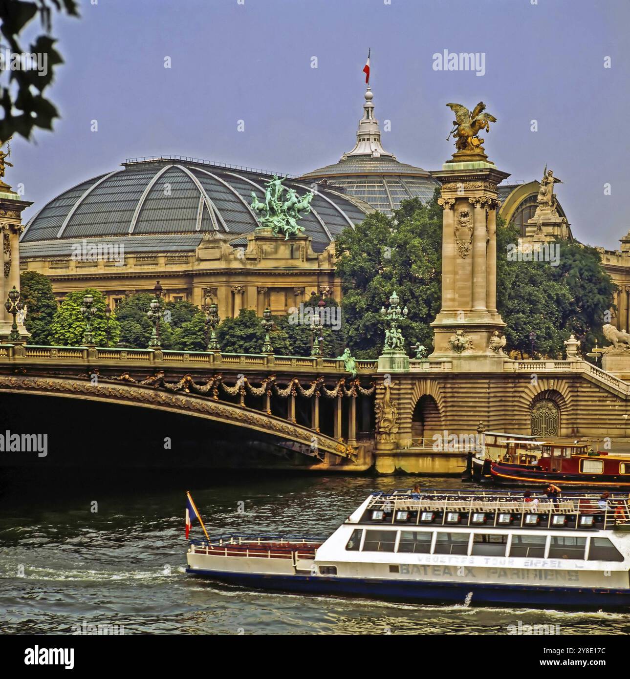 Besichtigungstour auf der seine in Paris Stockfoto