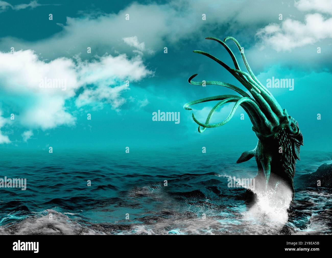 Konzeptuelle Illustration einer mythologischen Meeresbewohner. Stockfoto