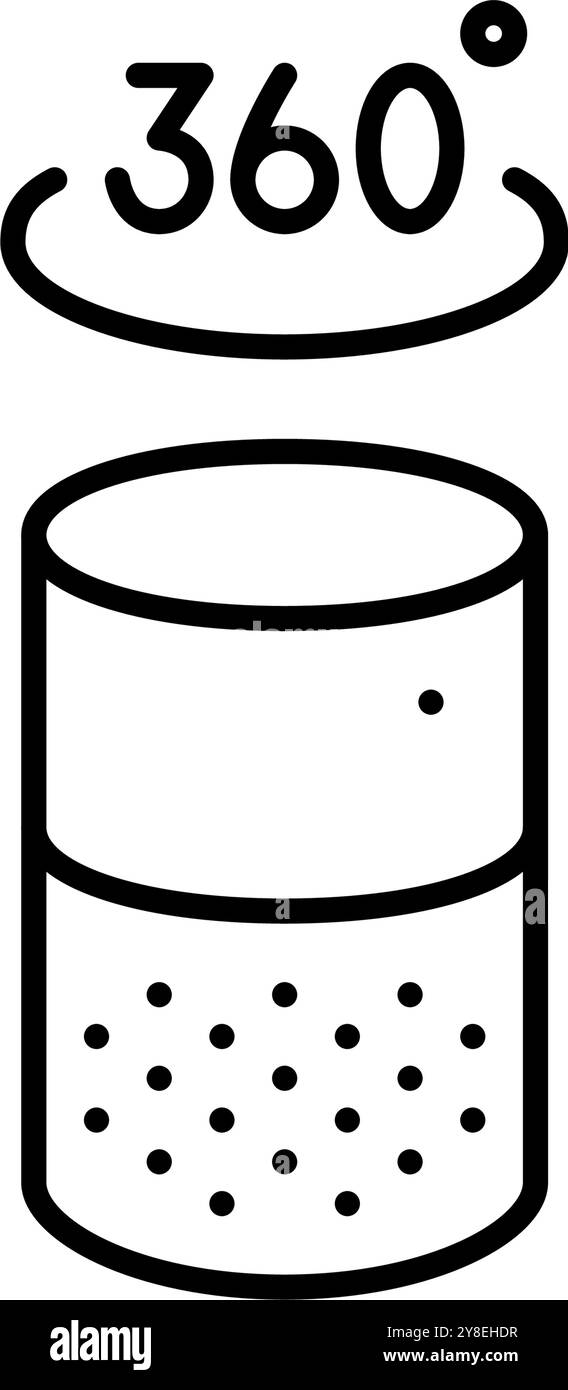 Lautsprecher und 360-Grad-Symbol. Surround Sound. Symbol für Pixelperfekte, bearbeitbare Kontur Stock Vektor