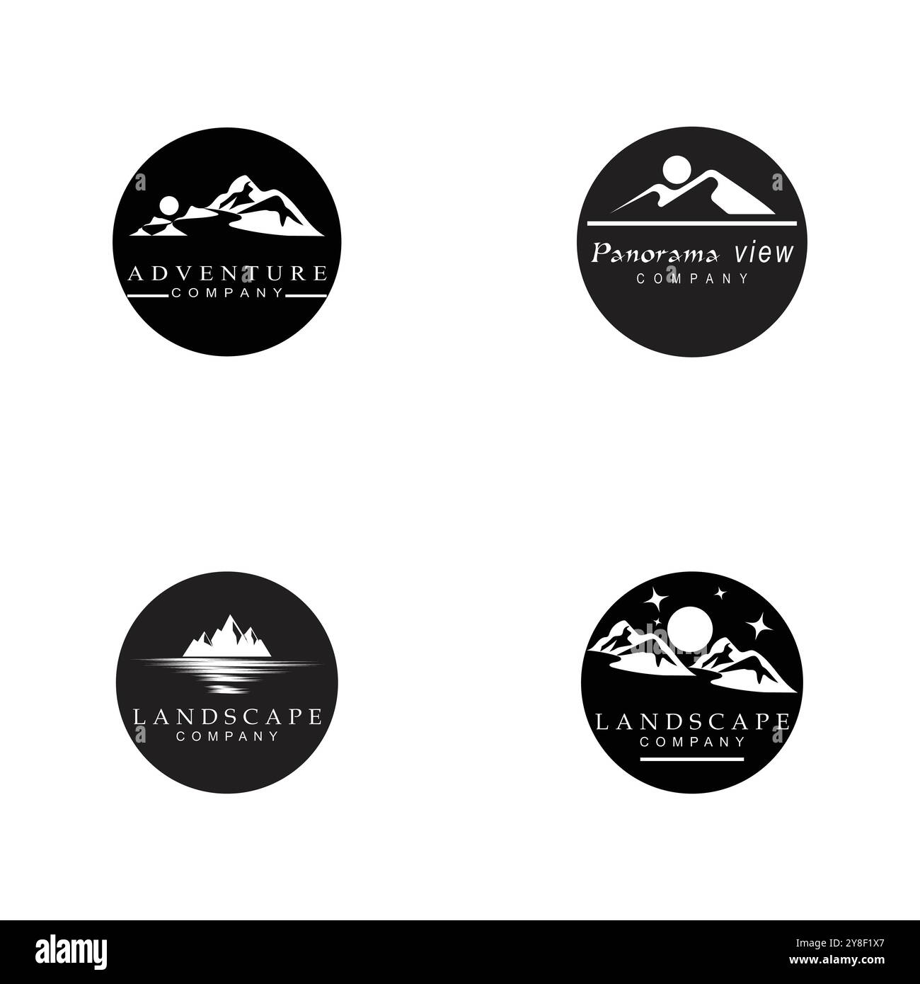 Einfache Moderne Gebirgslandschaft Logo Design Vektor, Rocky Ice Top Mount Peak Silhouette Stock Vektor