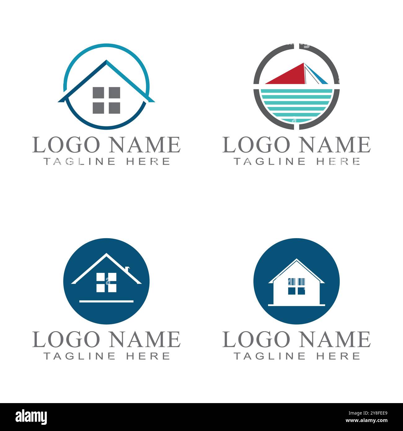 Immobilien, Immobilien und Bau Logo Design Stock Vektor