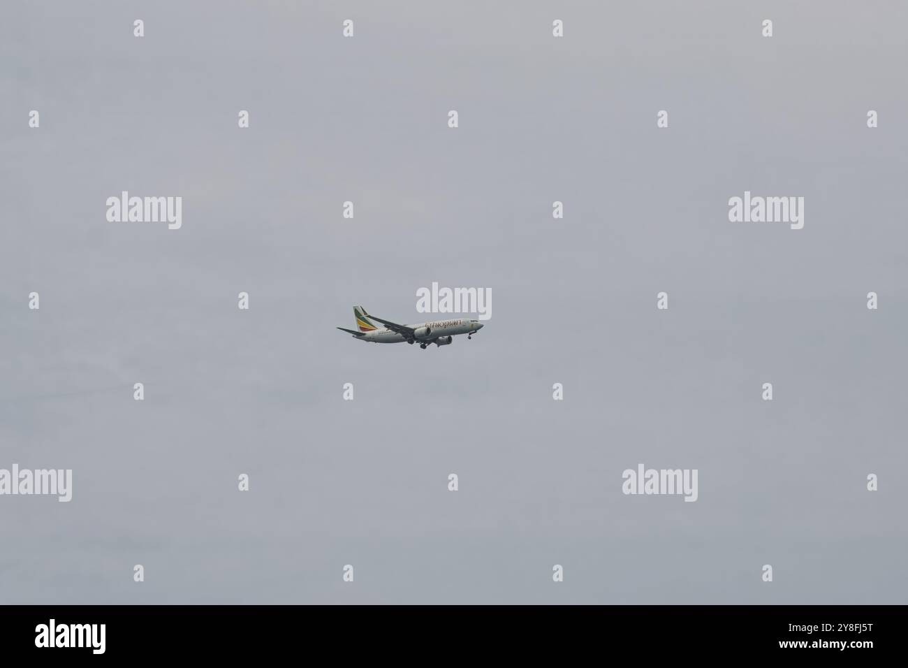 Mahe, Seychellen 1.10.24 Äthiopischer Flug von addis abeba landet zum internationalen Flughafen Seychellen Stockfoto