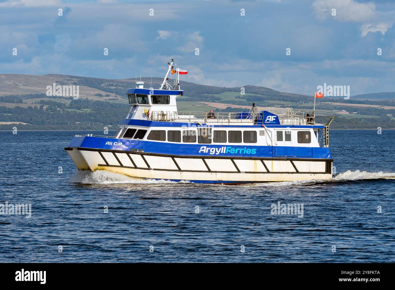 Ali Cat ist eine Passagierfähre, die von Caledonian MacBrayne auf der Strecke Gourock - Dunoon betrieben wird. Stockfoto