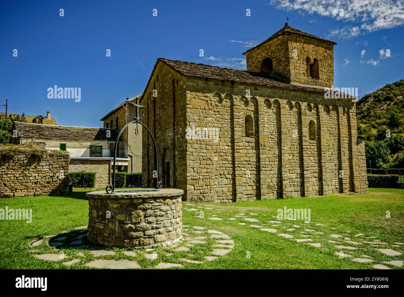 Kirche San Caprasio (s.XI-XII). Santa Cruz de la Serós.Huesca.España. Stockfoto