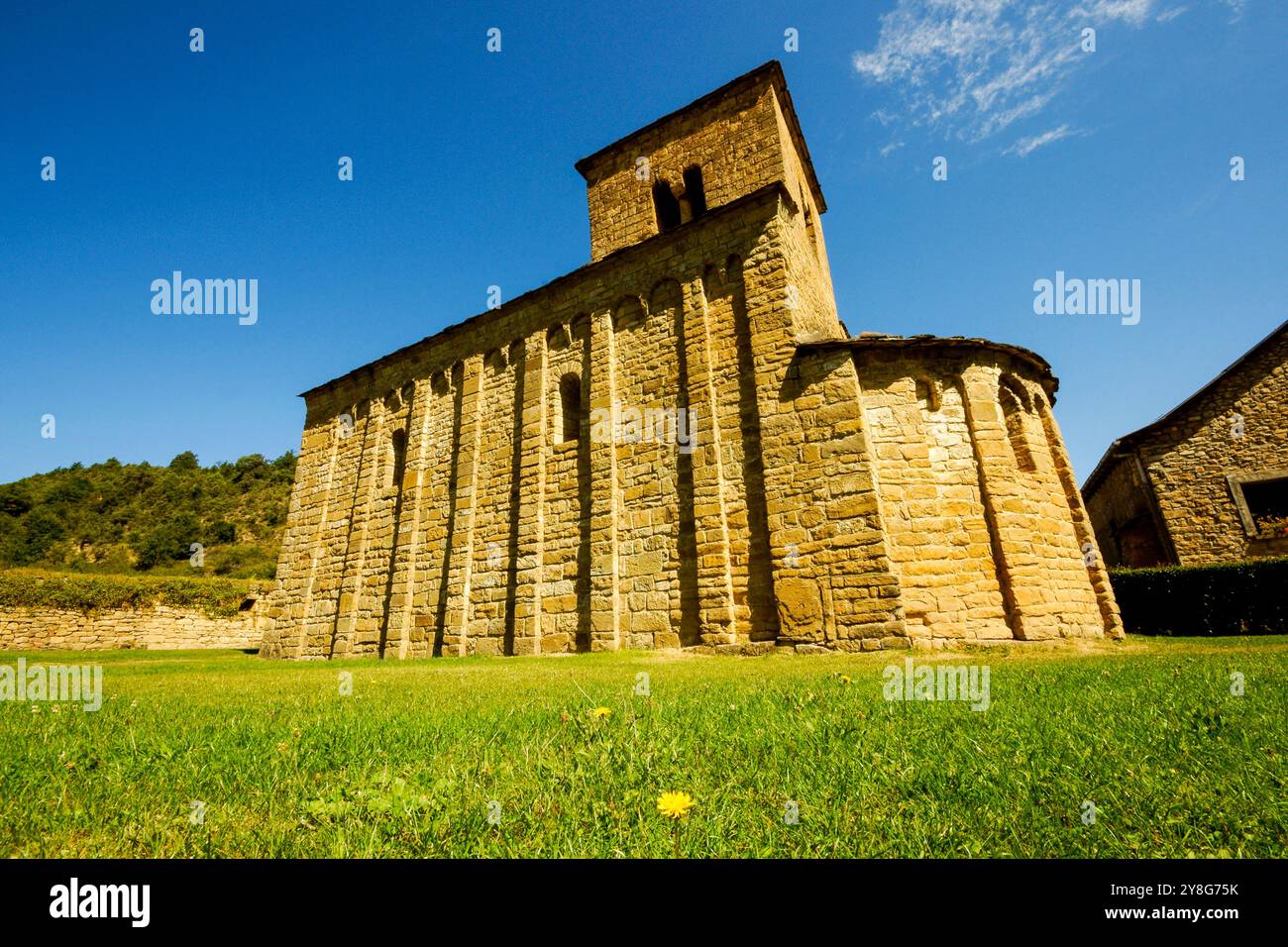 Kirche San Caprasio (s.XI). Santa Cruz de la Serós.Huesca.Cordillera pirenaica.Navarra.España. Stockfoto