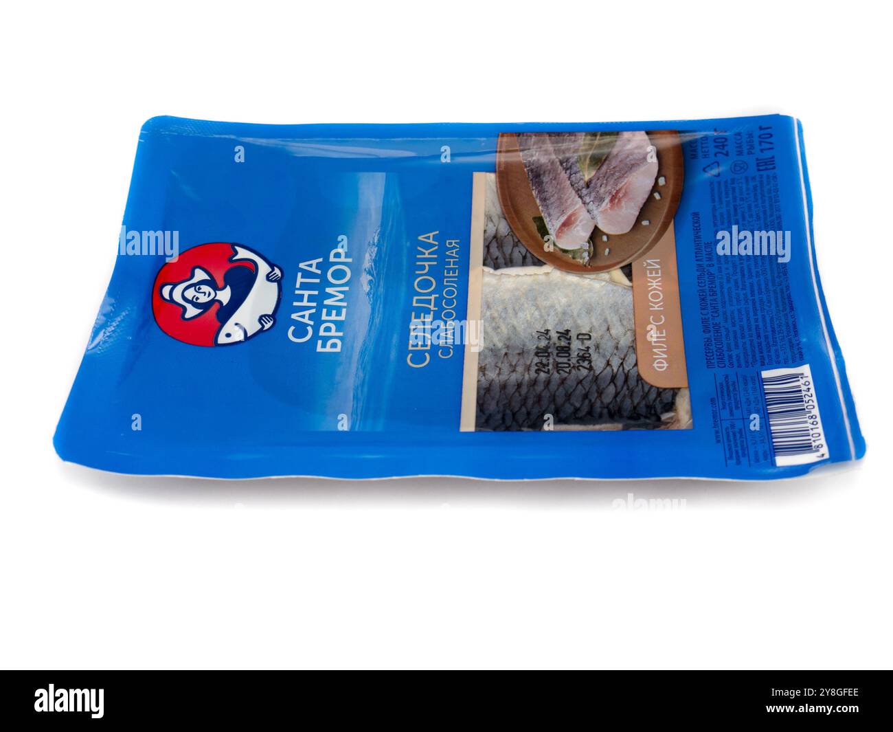 Santa Bremor leicht gesalzener Hering, Filet mit Haut. Stockfoto