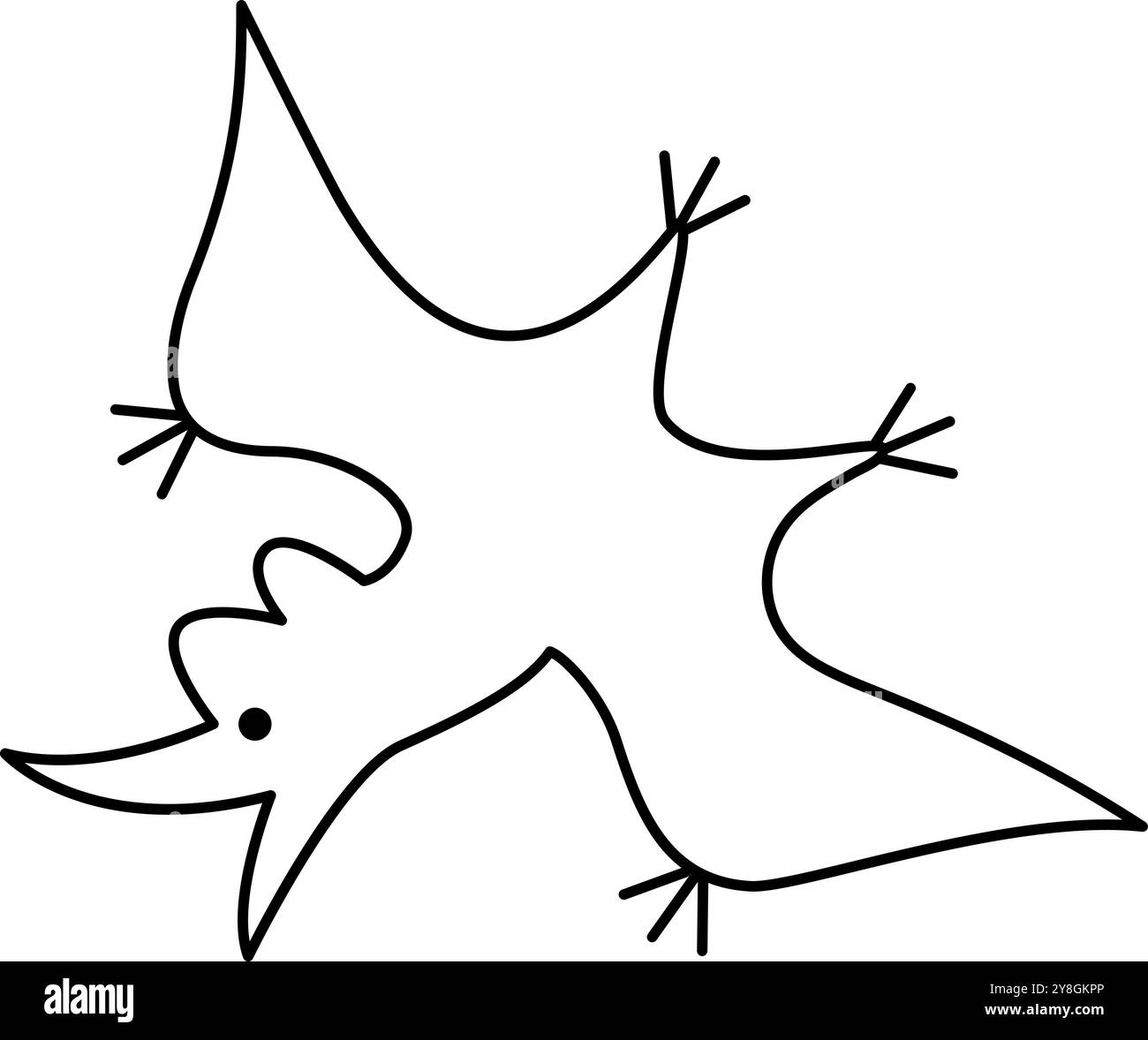 Vektorsymbol schwarz-weiß Pterodactyl. Niedliche Dinosaurier-Illustration mit Flügeln für Kinder. Lustige Line Dino Clipart für Kinder isoliert auf weißem Hintergrund Stock Vektor