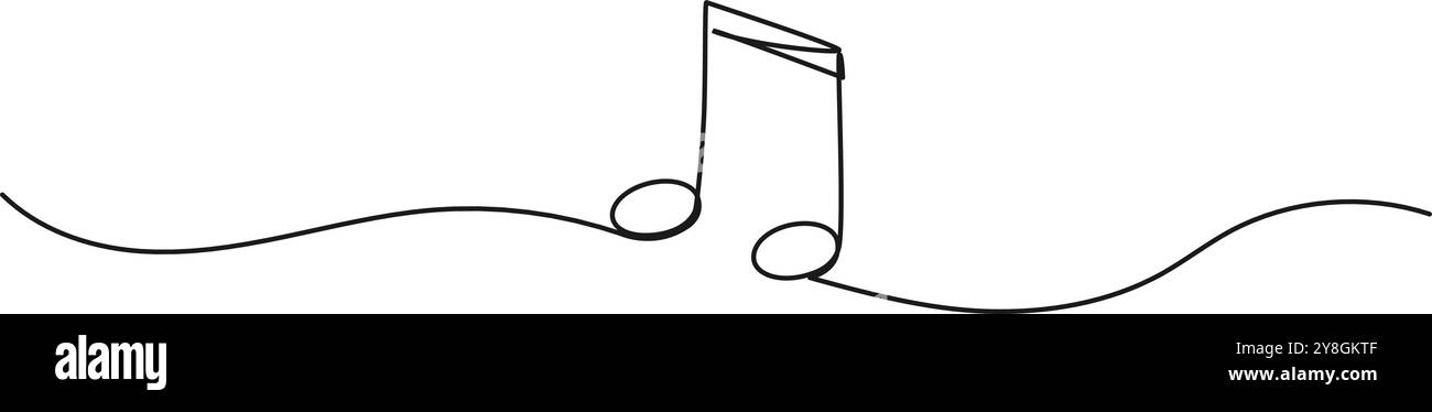 Durchgehende einzeilige Zeichnung von Musiknoten, Strichgrafik-Vektor-Illustration Stock Vektor