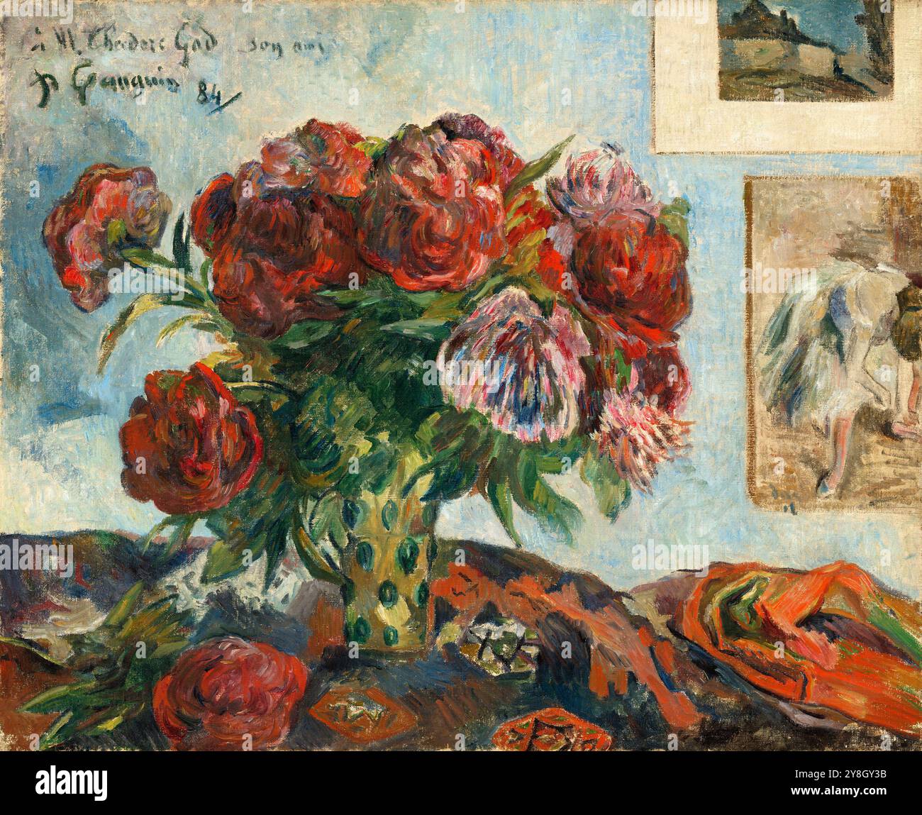 Stillleben mit Pfingstrosen. Paul Gauguin. 1884. Stockfoto