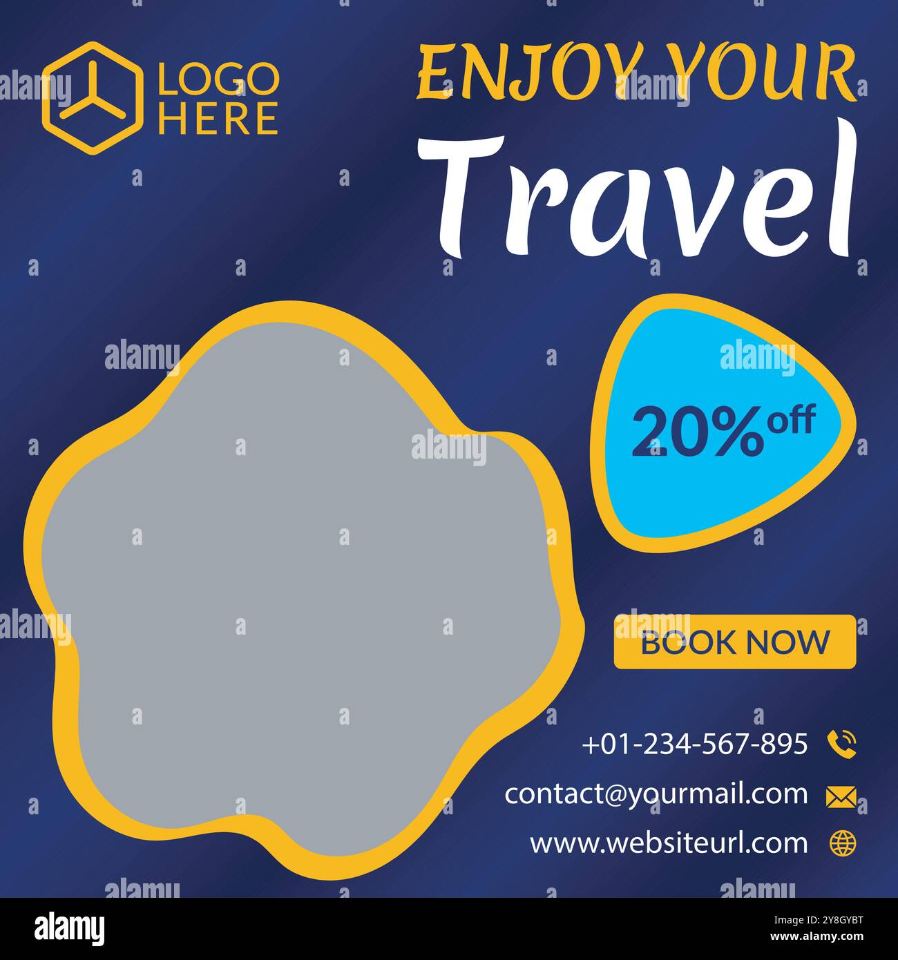 Post-Template-Design für soziale Medien für Geschäftsagenturen auf Reisen. Set aus Webbanner, Flyer oder Poster für Reisebüros. Vorlage für digitale Werbebanner Stock Vektor