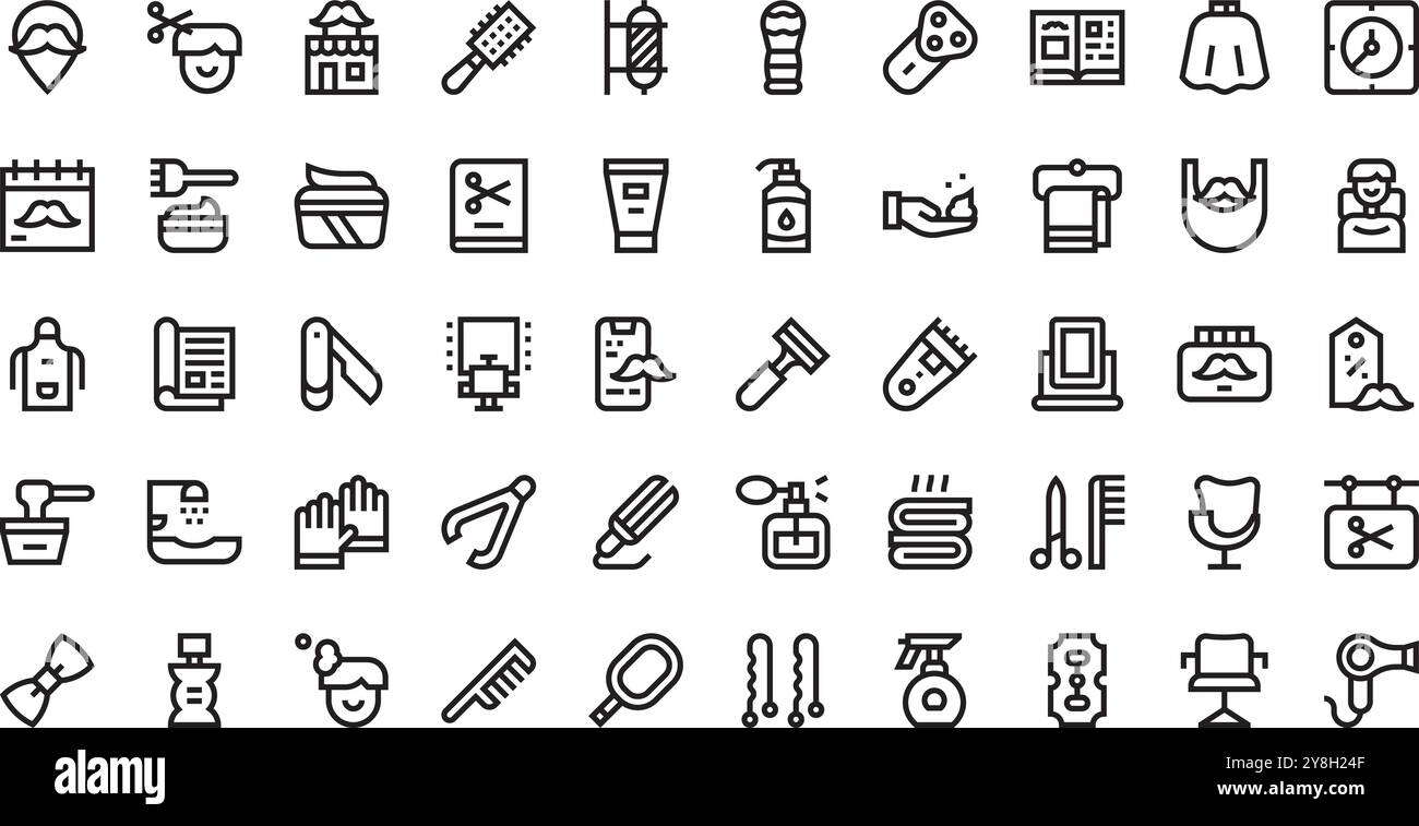 Friseur-Symbole hochwertige Vektor-Icons-Kollektion mit editierbarer Kontur. Ideal für professionelle und kreative Projekte. Stock Vektor