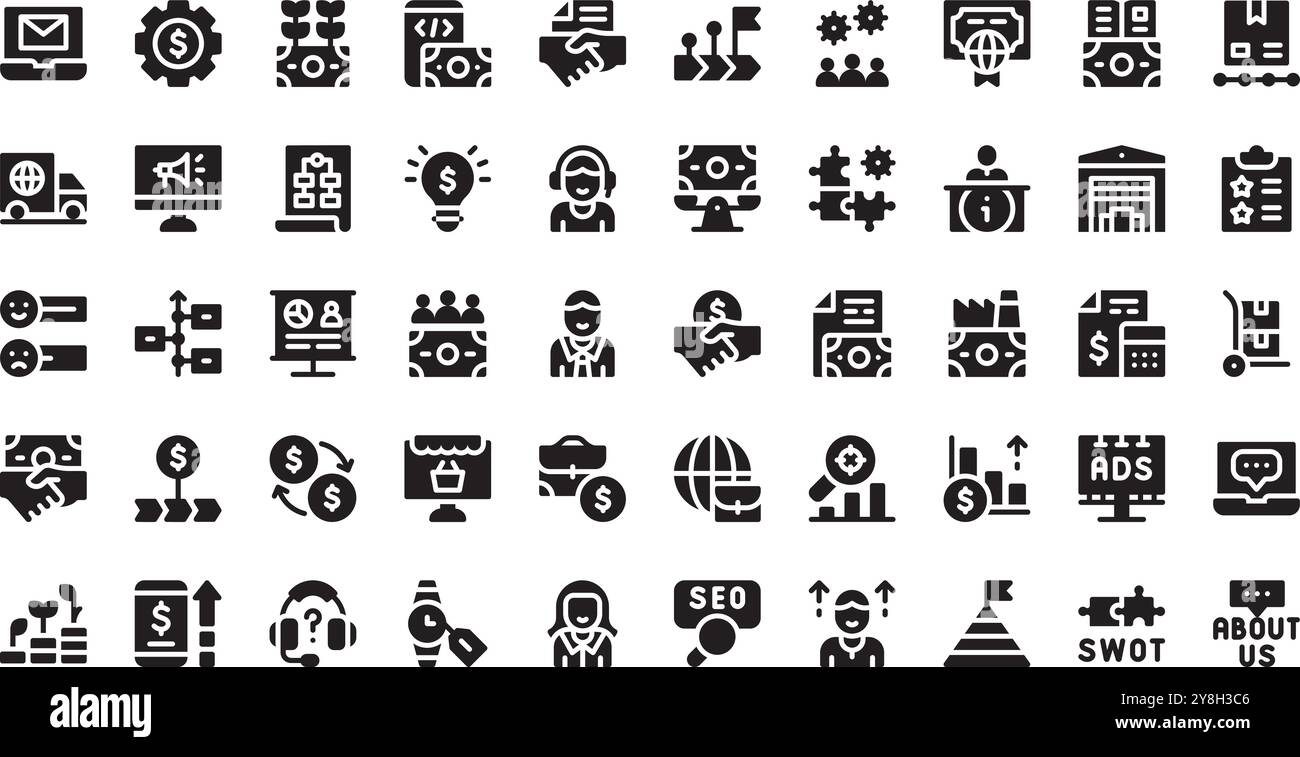 Symbole für Business-Services hochwertige Vektorsymbole mit bearbeitbarer Kontur. Ideal für professionelle und kreative Projekte. Stock Vektor