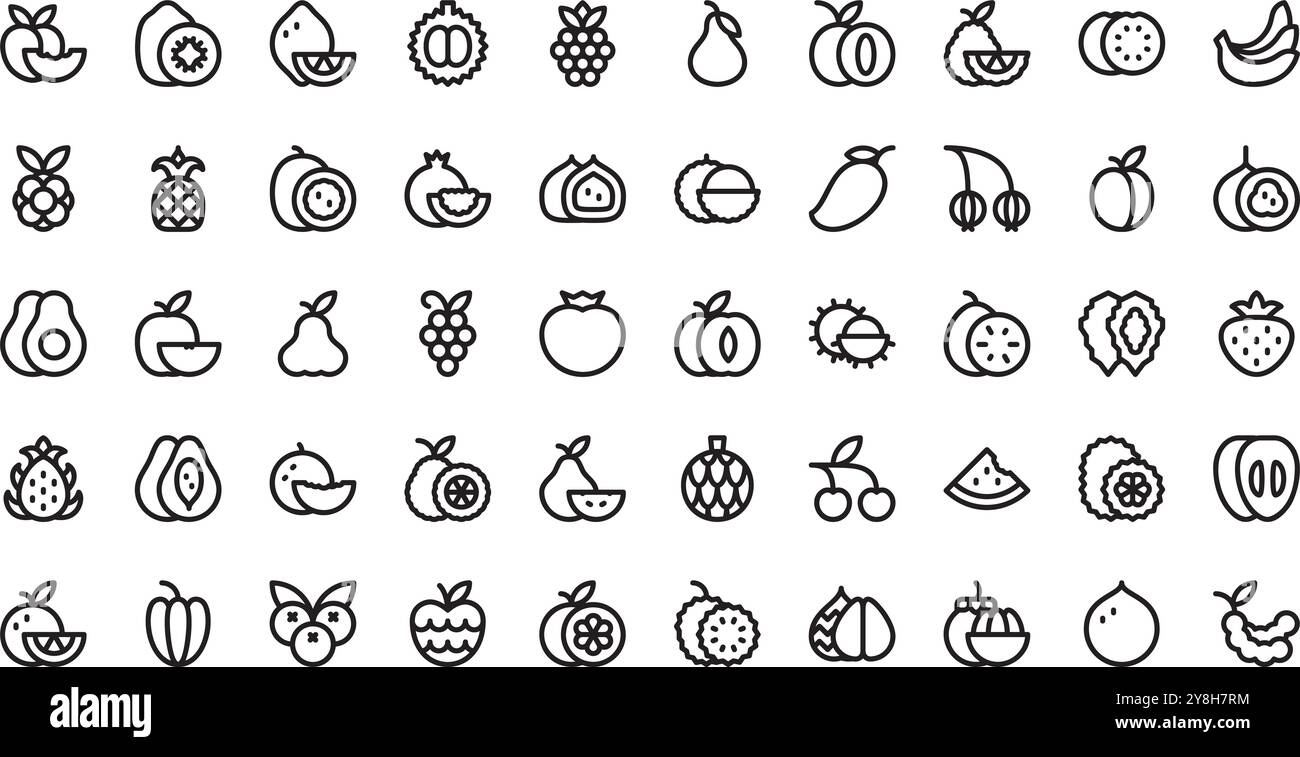 Fruits Icons hochwertige Vector Icons Collection mit editierbarer Kontur. Ideal für professionelle und kreative Projekte. Stock Vektor