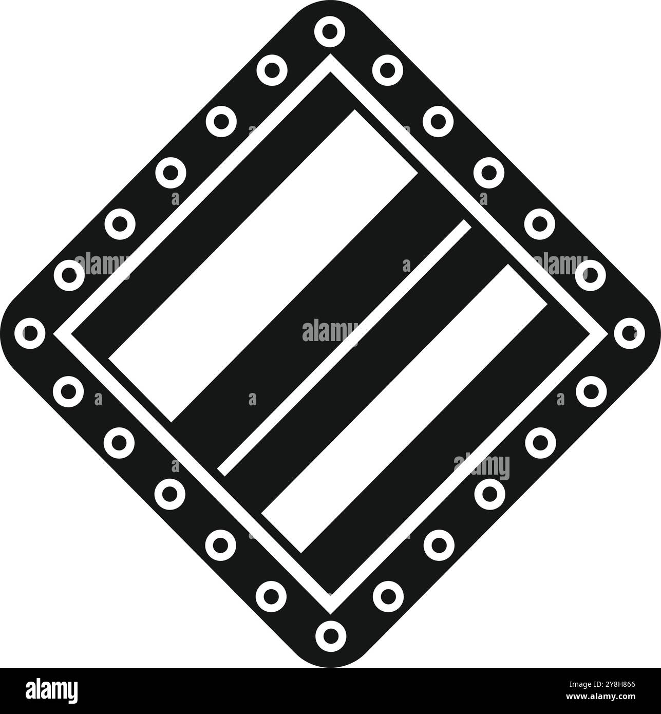 Schwarz-weiße Straßenmarkierungen, die eine sichere Passzone darstellen, in rautenförmiger Form mit auffälligem und schlichtem Design dargestellt Stock Vektor