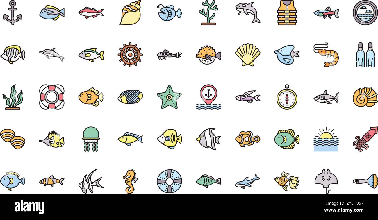 Ocean Icons hochwertige Vector Icons Kollektion mit editierbarer Kontur. Ideal für professionelle und kreative Projekte. Stock Vektor