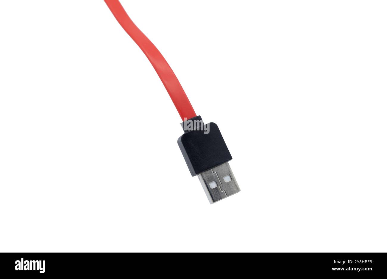 Rotes USB-Kabel isoliert auf weißem Hintergrund Stockfoto