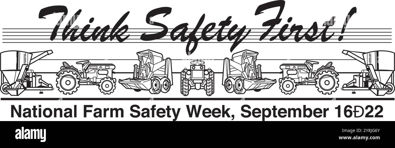 Landwirtschaftliche Landmaschinen Satz von Mähdrescher Traktor Laderanhänger Mäher Pflug Ballenpresse Kornerntemaschine isolierte Vektorillustration Stock Vektor