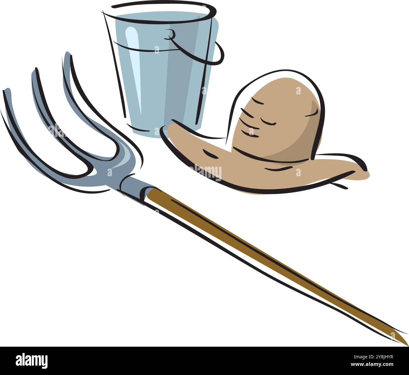Metall- und Gummigartenwerkzeuge zur Unkrautbewässerung Trimmen von Pflanzen isolierte Vektorillustration Stock Vektor
