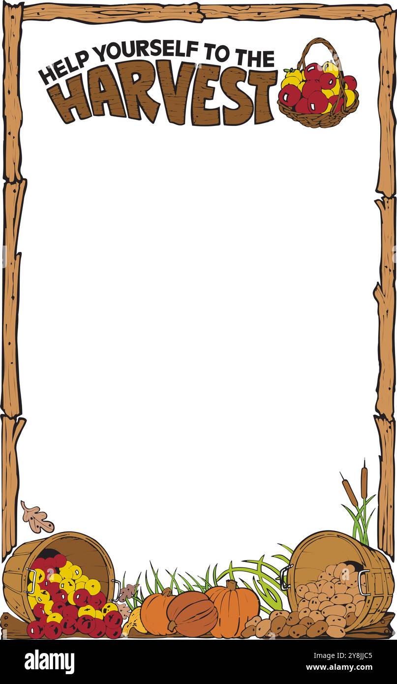 Herbstrahmen, viele bunte, gefallene Blätter, reife Kürbisse und vogelbeeren an der Grenze mit einer leeren Mitte. Bunte Vektorillustration Stock Vektor