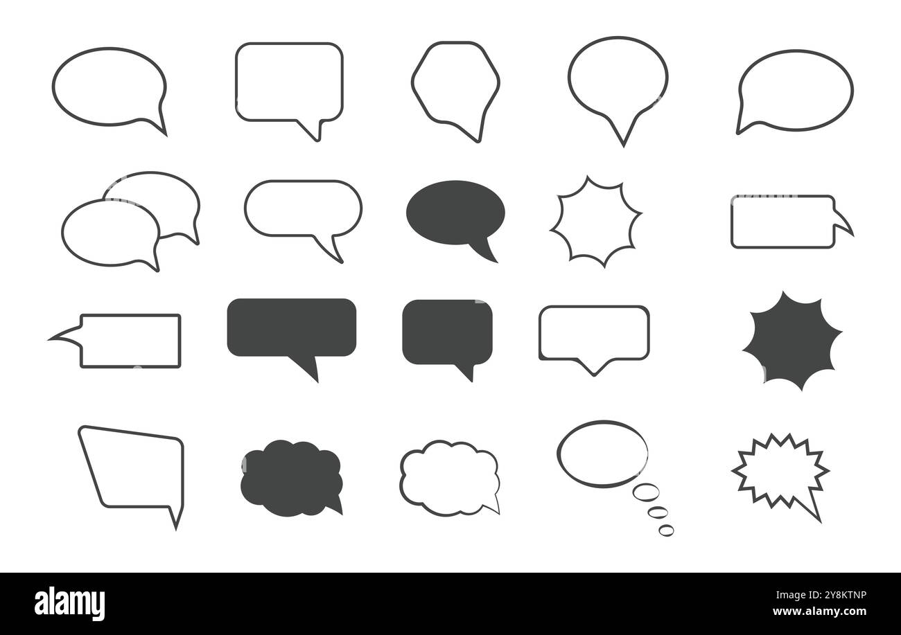 Sprechblasen-Vektoren, Sprechblasen-Silhouette, Sprechblasen-Kontur, Sprechblasen-Symbol, Sprechblasen-Bundle Stock Vektor