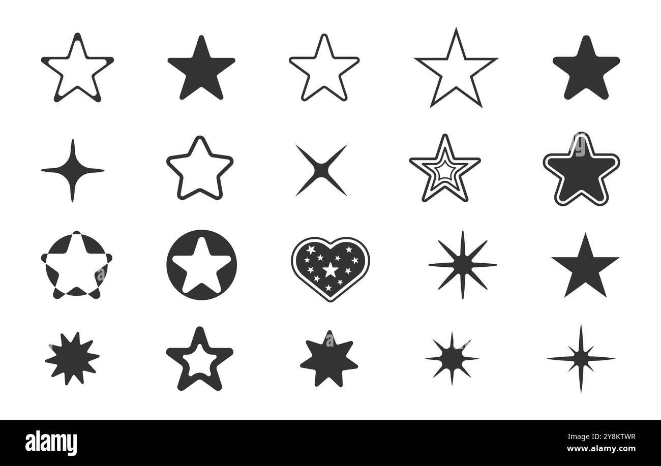 Sterne Silhouette, Sternumrandung, Sterne Vektor Set, Sterne Clipart, Sterne Vektor Bundle Stock Vektor