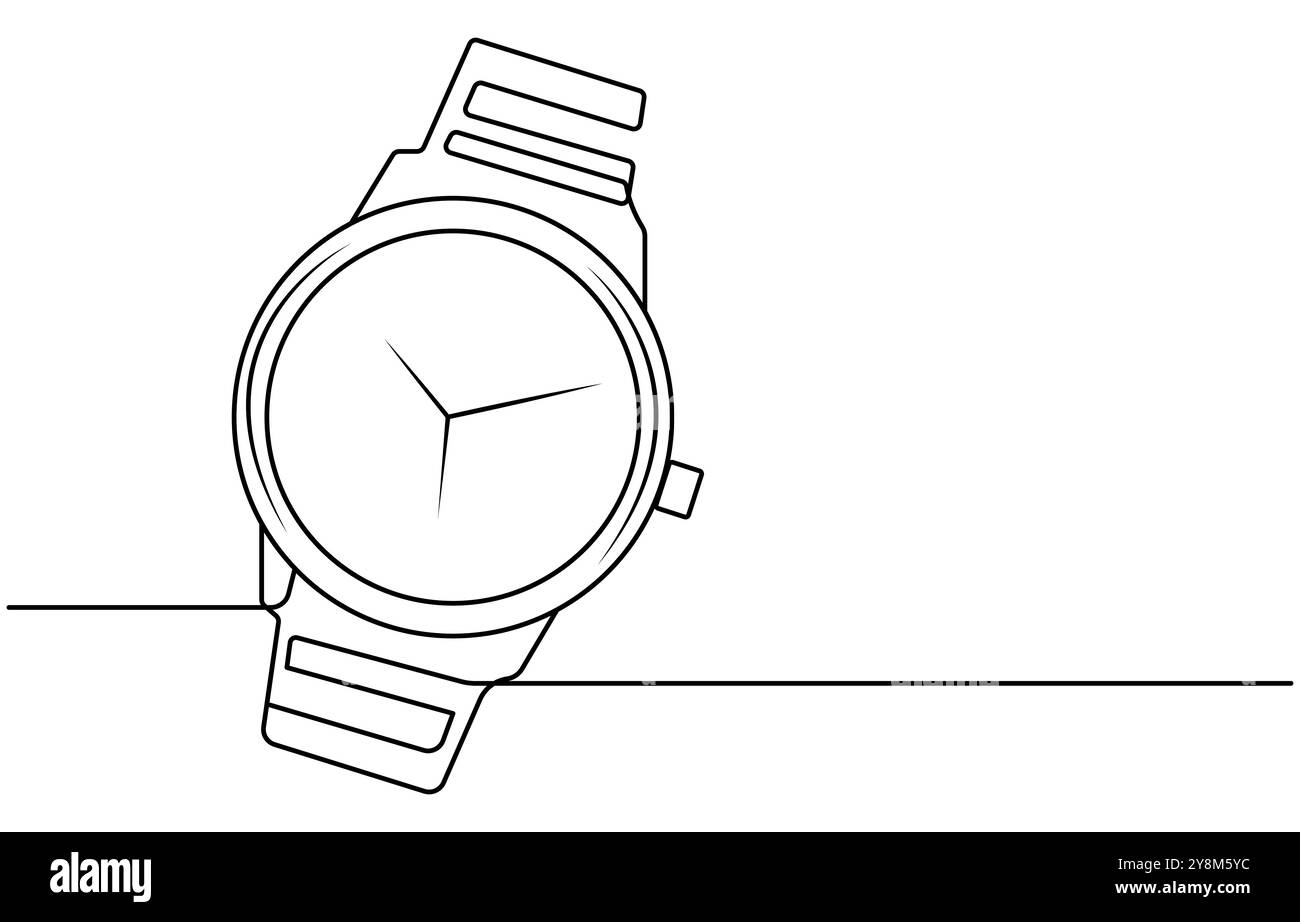 Sehen Sie eine Zeile durchgehend. Line Art Uhr isoliert auf transparentem Hintergrund. Durchgehende Linie der Vintage-Uhr, Uhr durchgehende Linie Symbol Vektor Stock Vektor