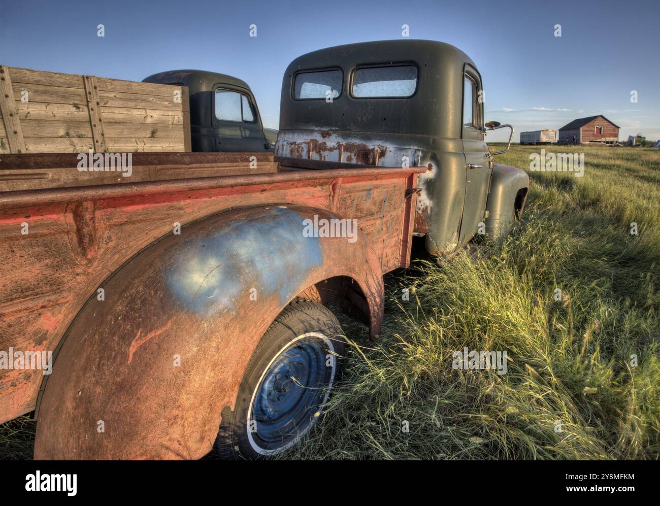 Vintage Bauernhof LKW Saskatchewan Kanada verwittert und alt Stockfoto