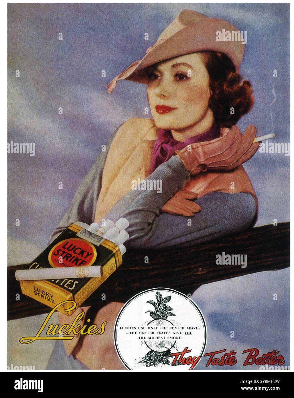 1935 Lucky Strike Zigarettenwerbung – „Sie schmecken besser“ Stockfoto