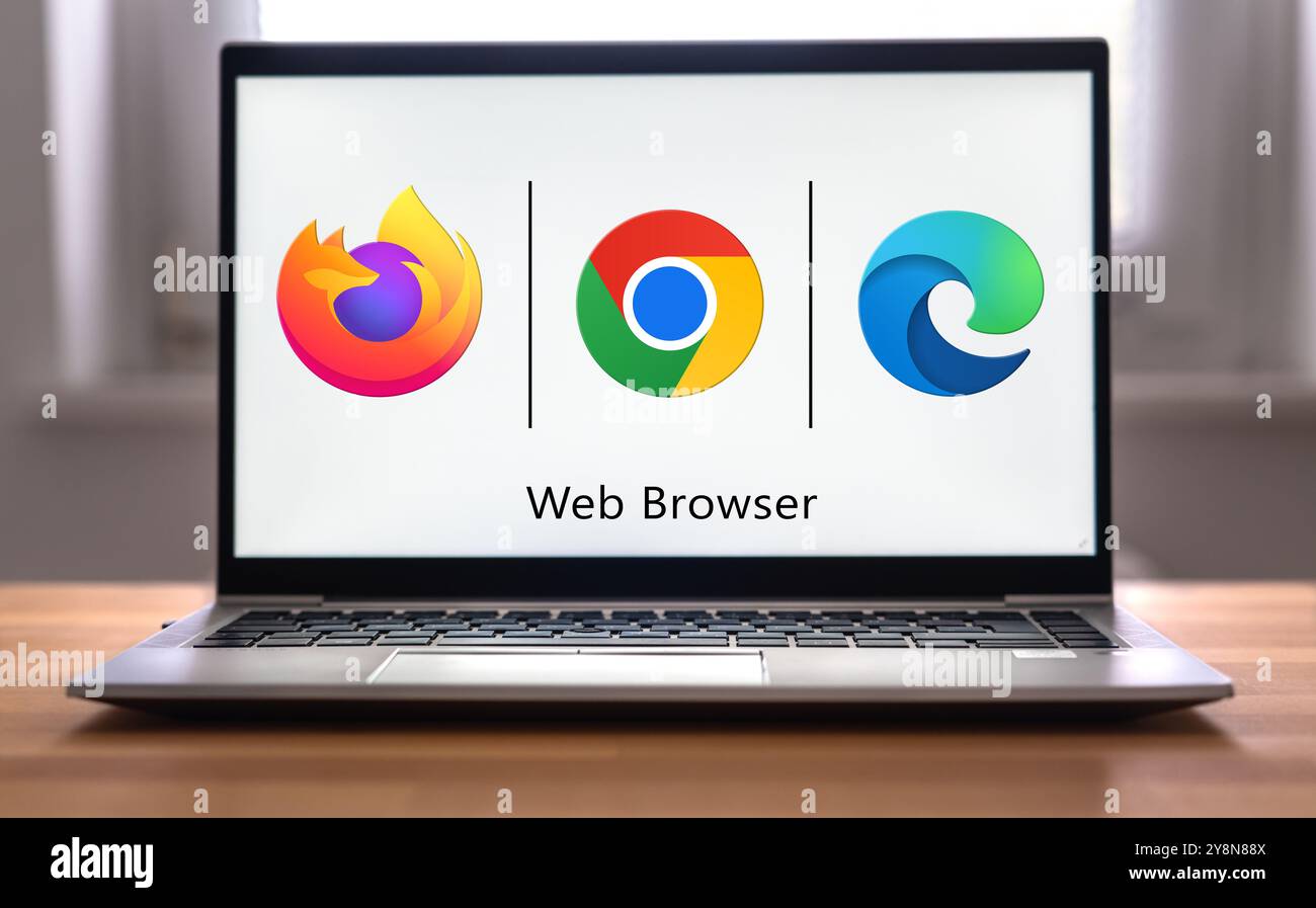 Webbrowser wie Edge, Chrome und Firefox Stockfoto