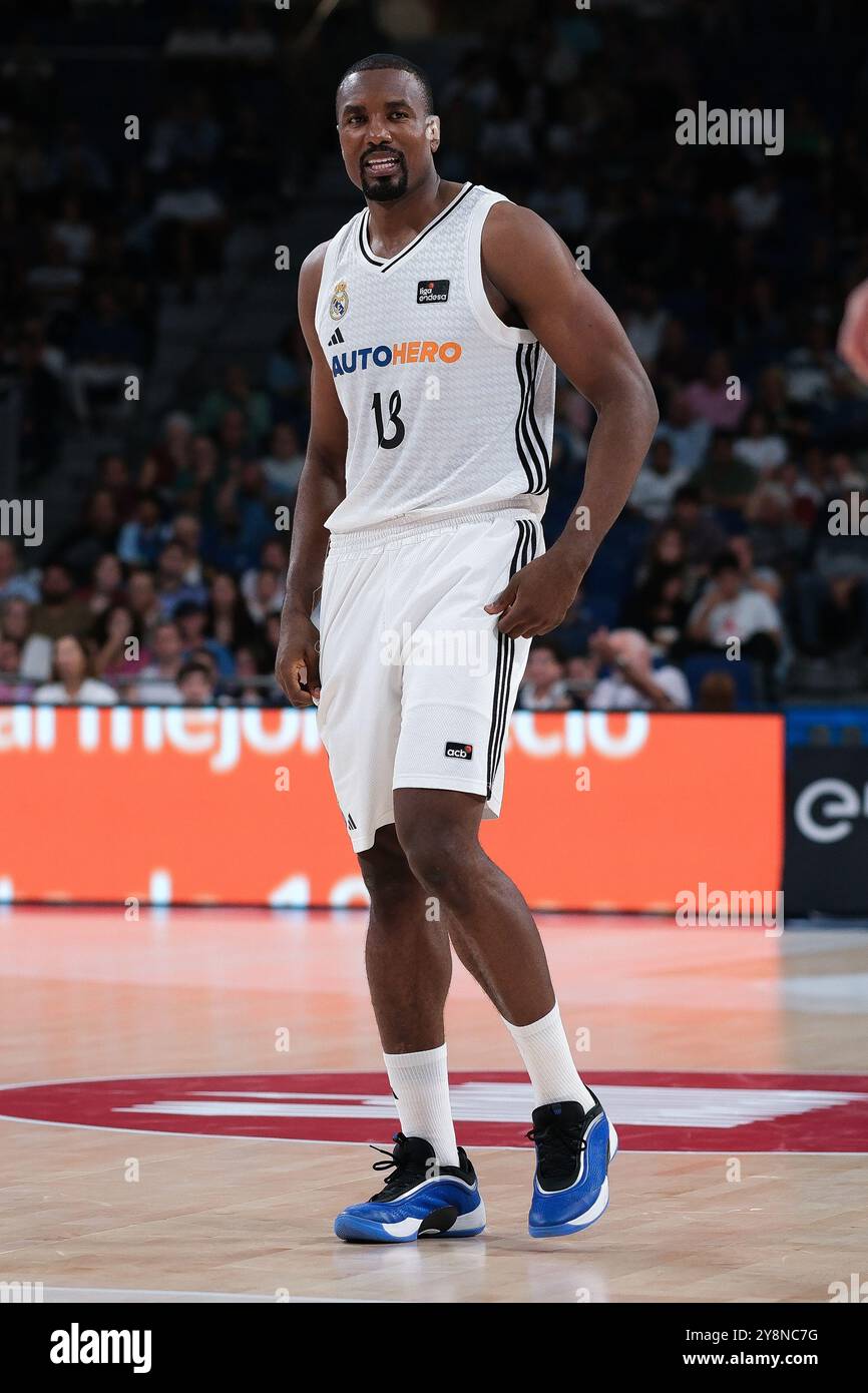 Madrid, Spanien. Oktober 2024. Serge Ibaka von Real Madrid während des ACB Liga Endesa Basketballspiels zwischen Real Madrid und Casademont Zaragoza im Wizink Center am 6. Oktober 2024 in Madrid Spanien Credit: SIPA USA/Alamy Live News Stockfoto