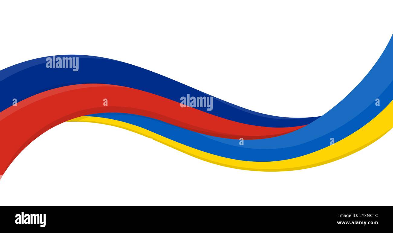 Gewelltes Bandbanner der ukrainischen Nationalflagge mit slowenischer Nationalflagge. Symbol für Einheit und Zusammenarbeit. Logo für gemeinnützige Veranstaltungen, NGO, Sport Stock Vektor