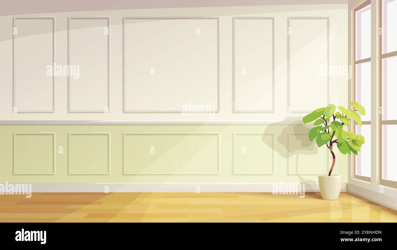 Ein modernes Classic-Zimmer im Innenbereich, sonniger Tag Stock Vektor