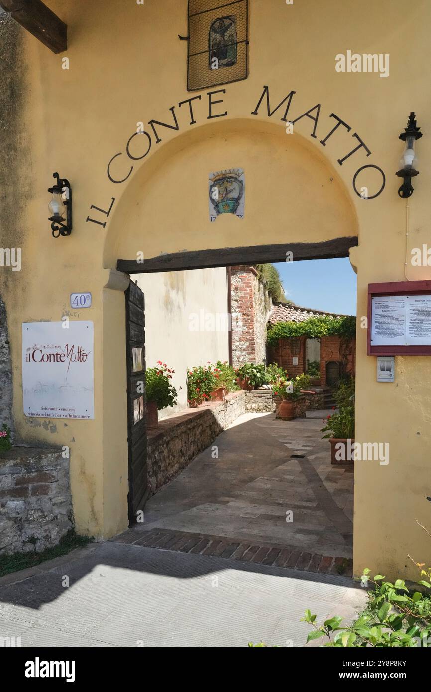 Restaurant Conte Matto in Trequanda, Italien Stockfoto