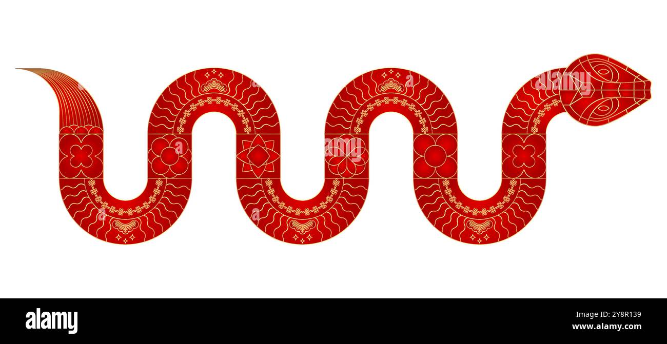 Geometrische Schlange umreißen. Chinesisches Neujahrssymbol 2025. Stock Vektor
