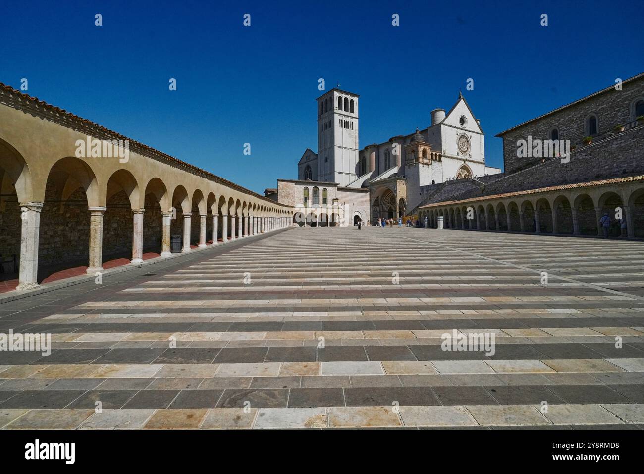Berühmte Basilika St. Franziskus von Assisi, Basilika Papale di San Francesco, in Assisi, Umbrien, Italien Stockfoto