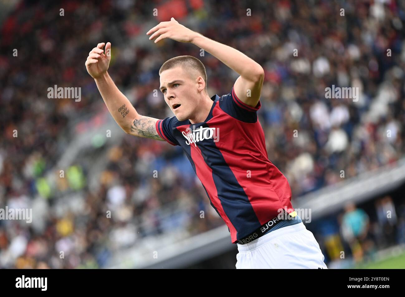 Holm Emil (Bologna FC) beim Spiel Bologna FC gegen Parma Calcio, italienische Fußball-Serie A in Bologna, Italien, 06. Oktober 2024 Stockfoto